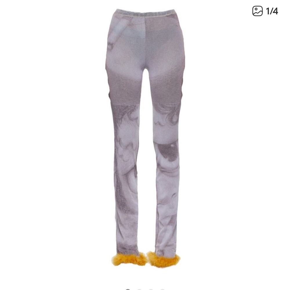 Ottolinger - Marble Stretch Tights with Fur Trim